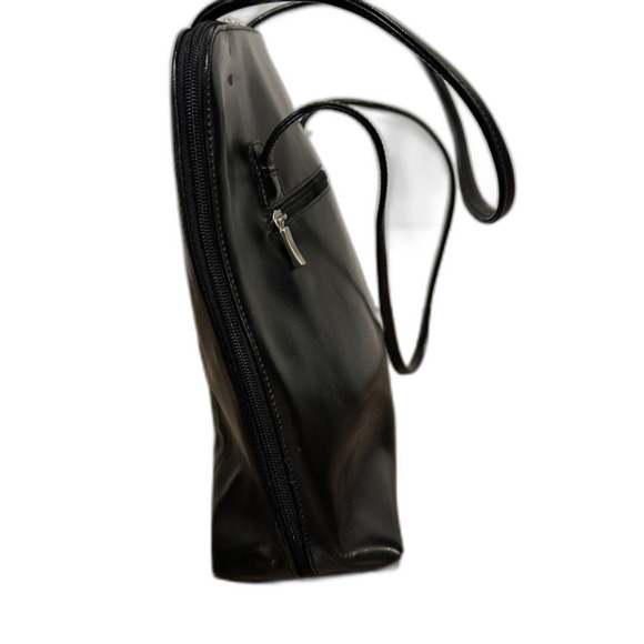 Solano Paris Black Leather Shoulder Bag with silver metal accents. - Picture 2 of 9